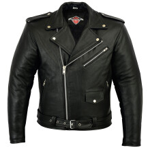 Texpeed Mens Leather Marlon Brando Motorcycle Jacket - Touring Motorbike Jacket With Genuine Biker CE Armour (EN 1621-1) Protection Black - XS