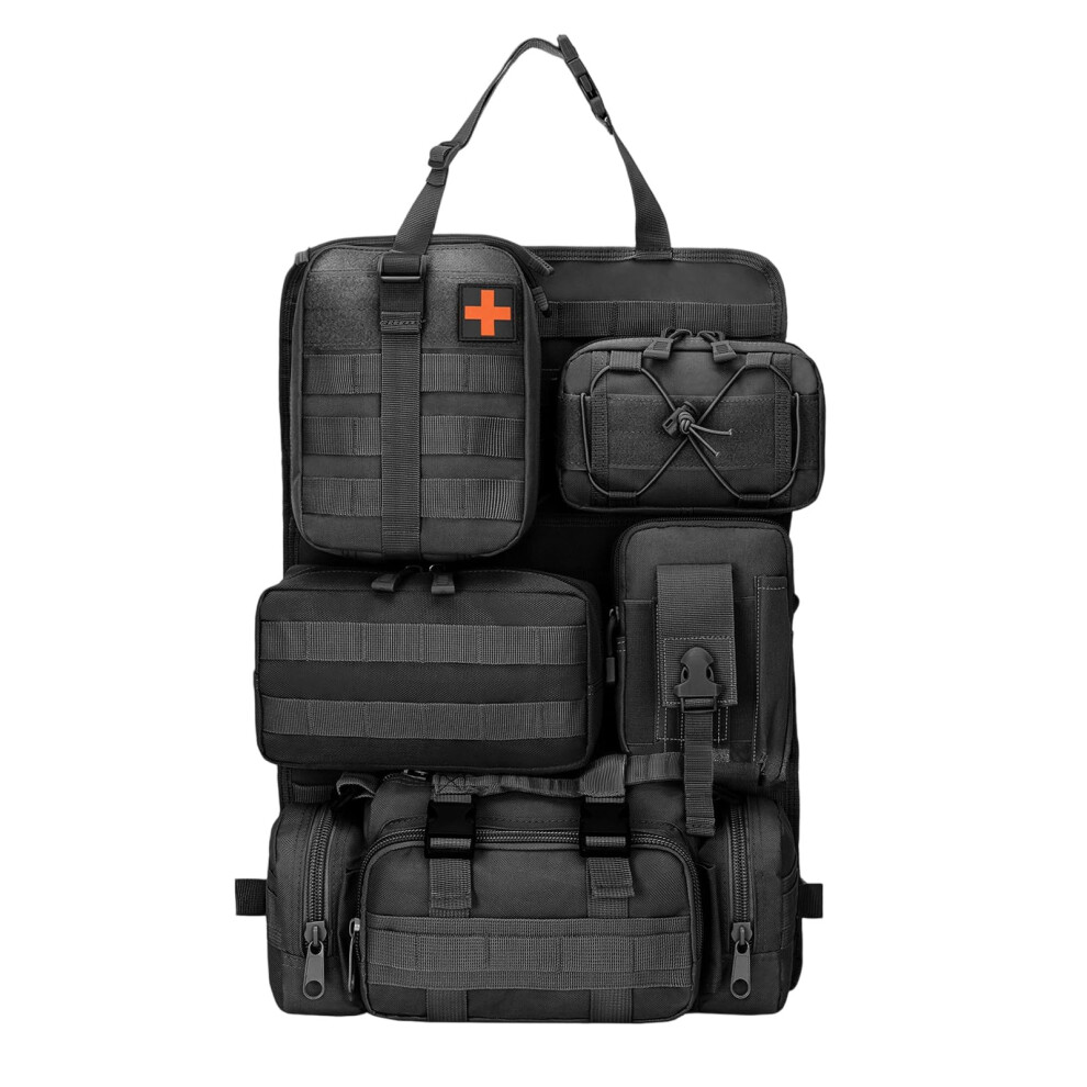 Jenmayt Tactical Car Seat Back Organizer,With 5 Detachable Storage Pouch,Tactical Molle Vehicle Panel,600D Oxford Waterproof,Car Seat Storage Bag,Bac 4100359048510
