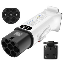 RamTouch Type 2 to UK 3-Pin Adapter for Charging Stations & Wallboxes (230 V, 13 A, 3 kW) | Type 2 Male Plug to UK Mains Socket (Type G) for E-Bike,