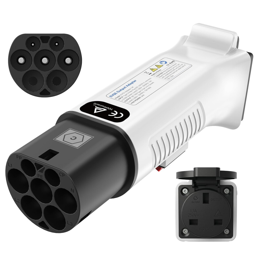 Ramtouch Type 2 To Uk 3-Pin Adapter For Charging Stations & Wallboxes (230 V, 13 A, 3 Kw) | Type 2 Male Plug To Uk Mains Socket (Type G) For E-Bike, 5702026667643