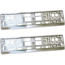 The Pair 2 x Super Chrome Appearance Car Registration License Number Plate Universal Surrounds Holders Frames for Visual Tuning