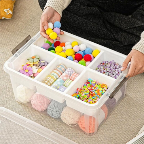 17 QT Plastic Storage Box with Removable Tray Art Supply  Organizers and Storage Stackable Storage Container 2