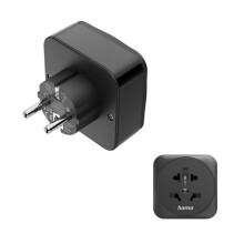 Adaptateur de voyage type E/F, 3 pôles, monde vers UE, 1x USB-C, 1x USB-A,