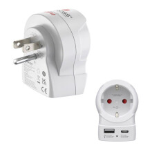 Reisadapter "EU naar VS", 1 x USB-A, 1 x USB-C (PD), 20 W
