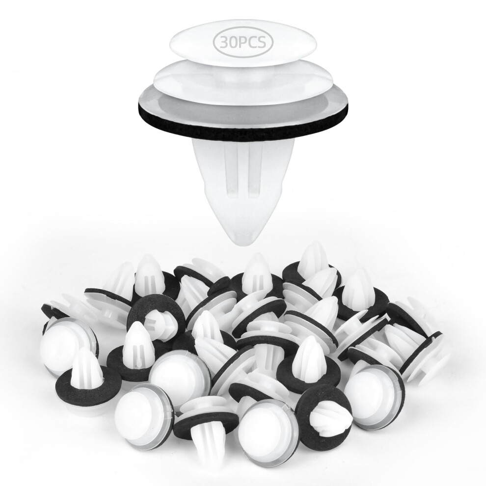 Uraqt Auto Body Fastener, 30Pcs Universal Car Rivet Clip Kit, Auto Bumper Fasteners Rivet Interior Trim Panel Retainers, Compatible With Car Bo White 4671213818803