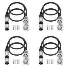 8 Pack D Type XLR Cable , Pass Through Connector, D XLR Female to Male for Premium Stage Box, Patch Panel,Panel Mount