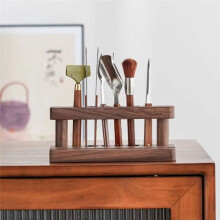 Ensemble de Cérémonie Du Thé en Bois pour Six Hommes, Accessoires à Thé avec Décoration D'Outils à Thé
