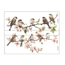 60x25cm Flowers Branches Birds PVC Window Stickers Glass Self Adhesive Wall Sticker Home Bedroom Living Room Decoration