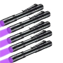 Lampe de Poche Portable à Lumière Violette, Puissante, à Piles Sèches, avec Pince, en Alliage D'Aluminium