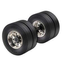 Metal Wheel Drive/Bearing Hub Rim Double Wheels Set for 1/14 RC Trailer Tractor Truck 2 Rear