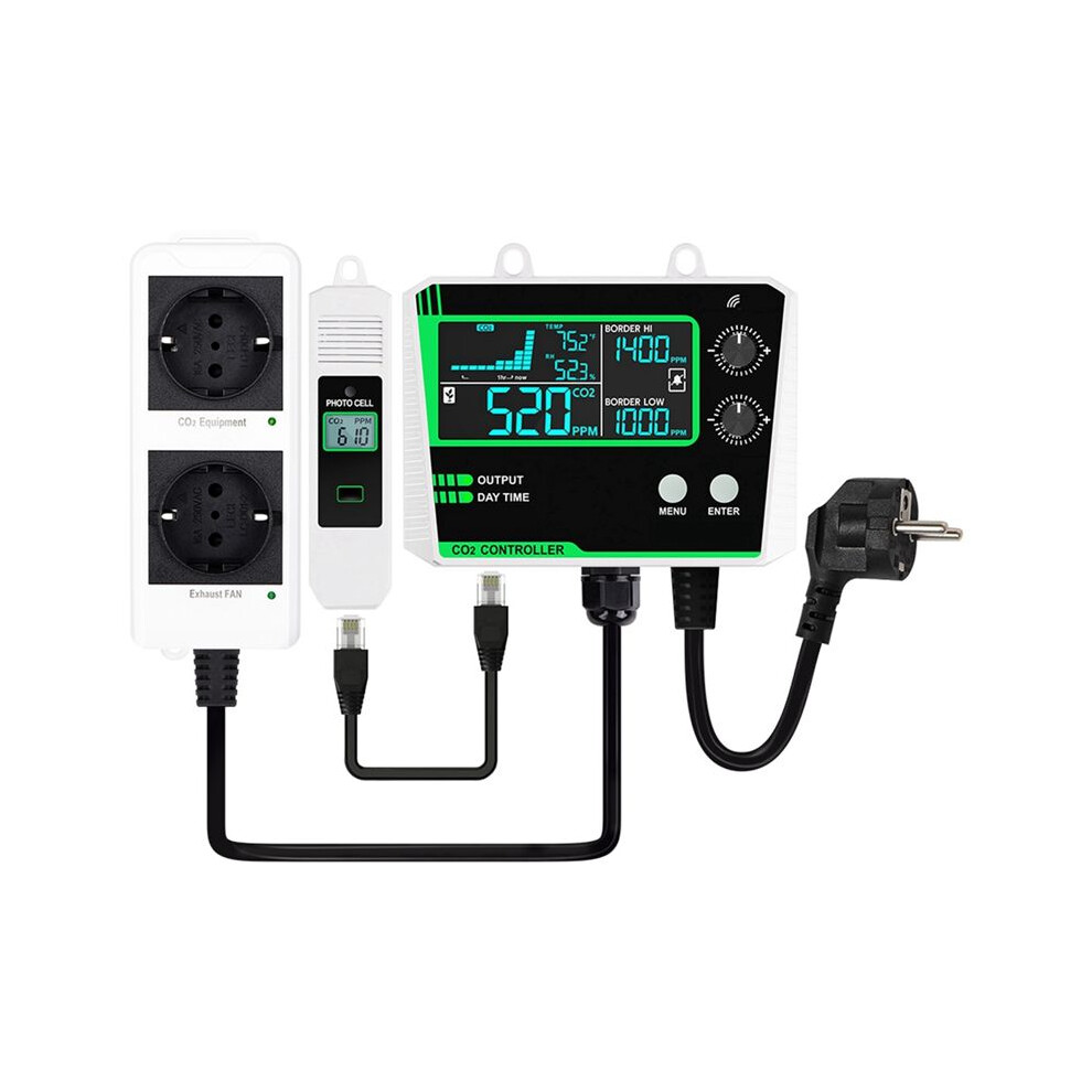 Photos - Security Sensor Jojomino Carbon Dioxide Controller Dual Channel Split Probe CO2 Monitor CO2 Pressure Reducer Valve for Greenhouse EU Plug B 