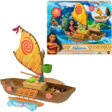 Coffret La Grande Pirogue de Vaiana mit 5 Spielzonen, 9 Zubehörteilen, Tierfigur Heihei und Wippe, JLN22
