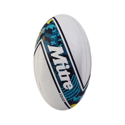 Mitre (5, White/Navy/Teal) Mitre Squad Rugby Ball 2