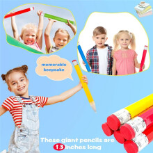 5 Sztuk 13-Calowych Drewnianych Ołówków Jumbo z Czapką Zabawna Nowość Inspirujące Gigantyczne Drewniane Ołówki dla Dzieci