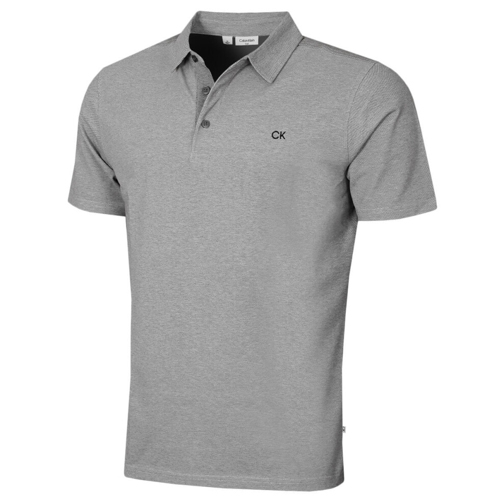 Calvin Klein (S, Slate) Mens 2026 Prep Campus Oxford Pique Golf Polo Shirt