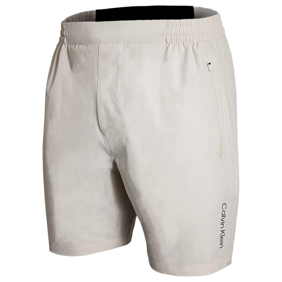 Calvin Klein (L, Parchment) Mens 2026 Versa Lightweight Technical Holiday Sports Shorts