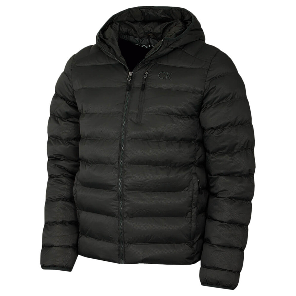 Calvin Klein (S, Evergreen) Mens 2026 San Gabriel Padded Woven Jacquard Jacket