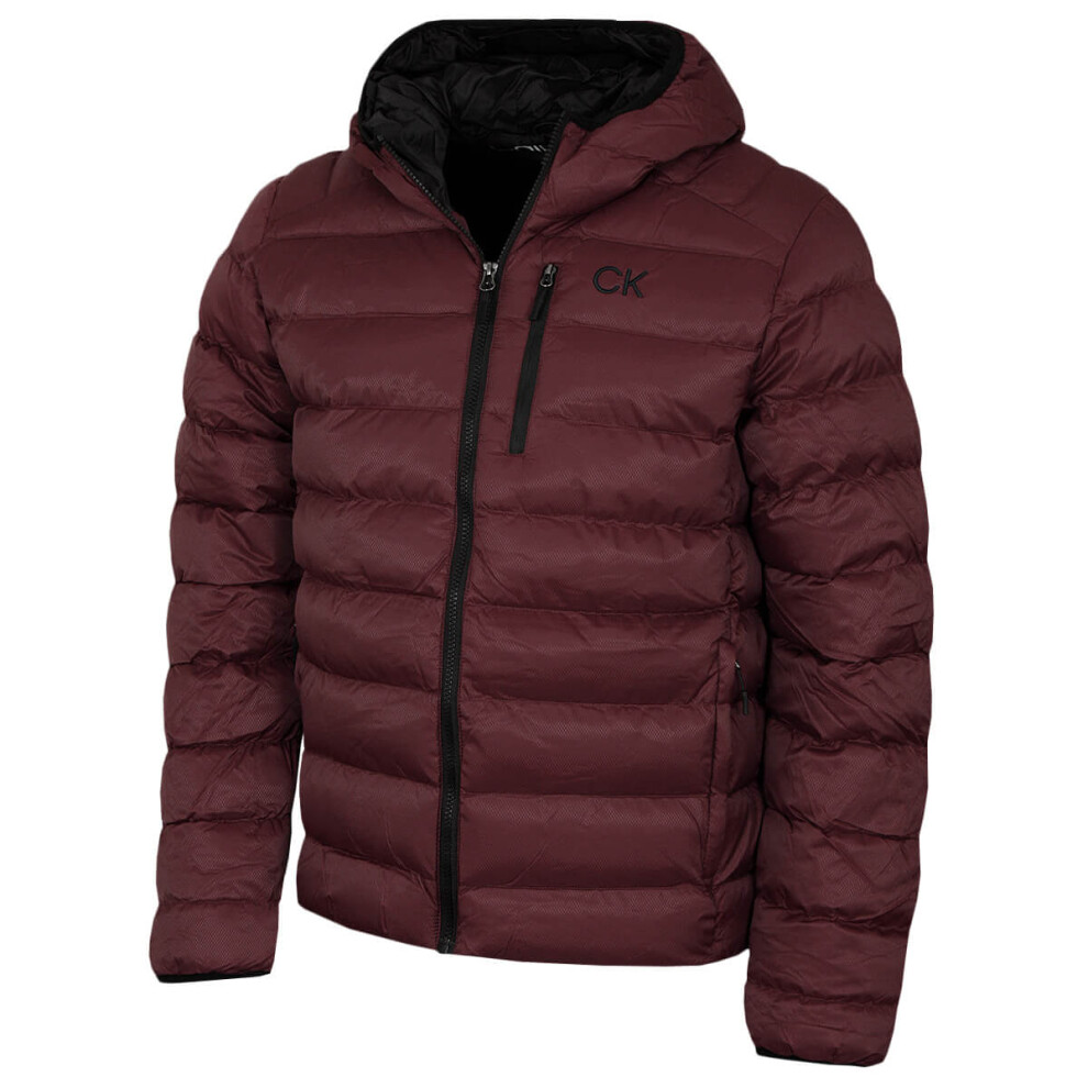 Calvin Klein (Xxxl, Mahogany) Mens 2026 San Gabriel Padded Woven Jacquard Jacket