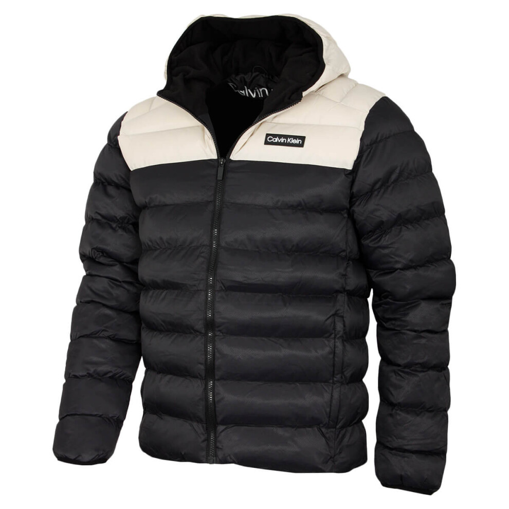 Calvin Klein (Xxxl, Dark Parchment) Mens 2026 San Gabriel Padded Woven Jacquard Jacket Black