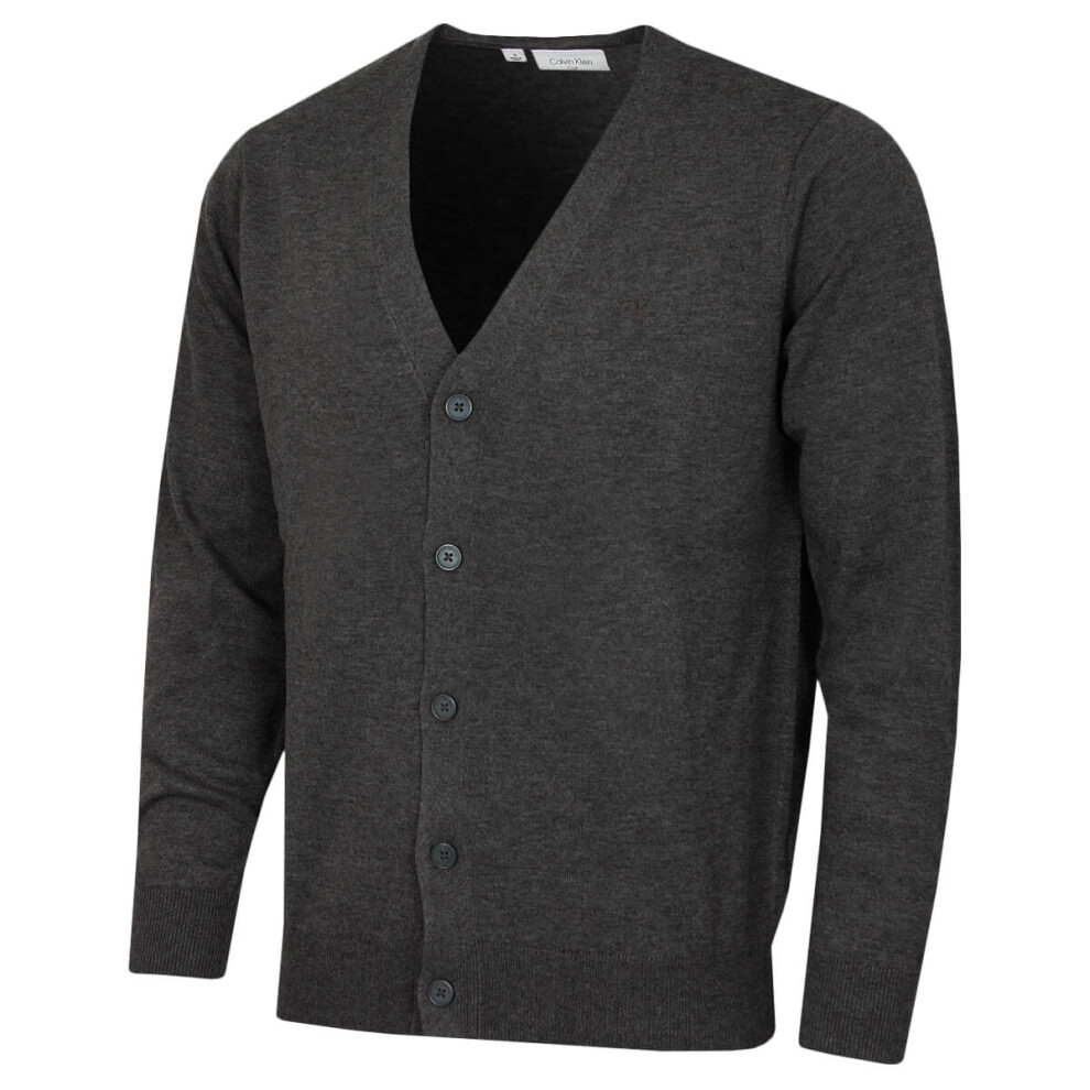 Calvin Klein (Xxxxl, Charcoal Marl) Mens 2026 Blackthorn V-Neck Soft Classic Golf Cardigan