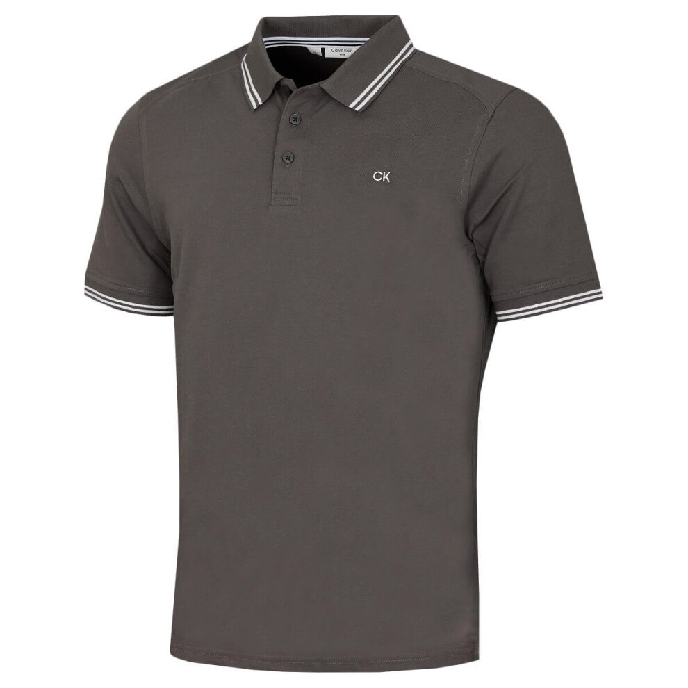 Calvin Klein (S, Slate Tipped) Mens Campus Tipped Lightweight Golf Polo Shirt Not,Specified