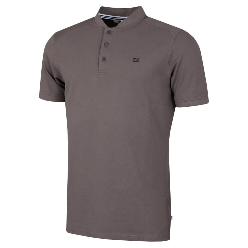 Calvin Klein (M, Slate) Mens 2026 Blade Collar Campus Golf Polo Shirt Grey