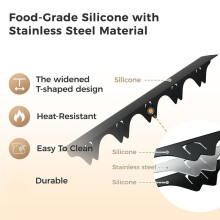 Silicone Stove Covers with Stainless Steel, Stove Guards Range Trim Kit, Easy to Clean Stove Guard (2 Pack)