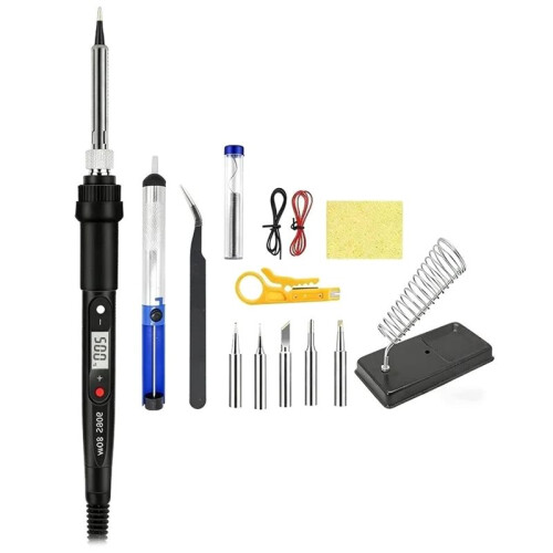 80W Electric Soldering Iron Kit LCD Display Temperature Adjustable 220V Welding Tools Set Soldering Tips EU Plug