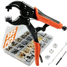 385 PCS Snap Fastener Tool Kit with Snap Buttons for Fabric,Boat Cover,Canvas Tarp,Leather,Clothing,with Fastener Pliers