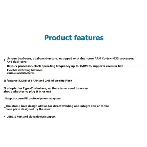 RP2350A USB-C Dev Board Built-in Temperature Sensor for Raspberry Pi RP2350A MCU  Development Board