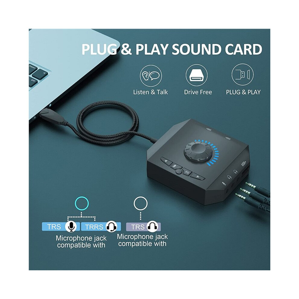 Usb External Sound Card Hub Computer Audio Adapter For Laptops Desktops With 3.5Mm Interface Usb Interface 4712355794980