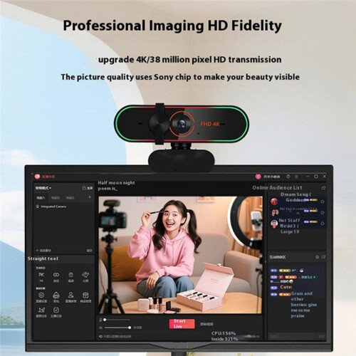 12MP 4K Webcam with Microphone Video Camera USB Computer Camera for Video Calls Streaming Plug and  USB for PC 2