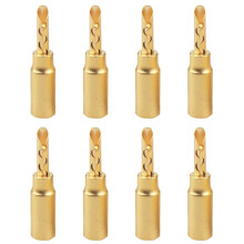 8 Szt. Matowych, Pozłacanych, Bezlutowych, Miedzianych Wtyków Bananowych do Wzmacniaczy i Głośników HiFi, Adapter Audio