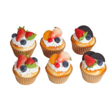 1 Set/6 Delar Realistiska Konstgjorda Muffins - Fejksimulering Bröddessert för Dekoration, Rekvisita, Festtillbehör