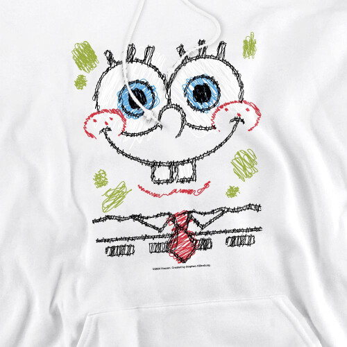SpongeBob SquarePants (M, White) SpongeBob SquarePants Mens Scribble Smile Hoodie 2
