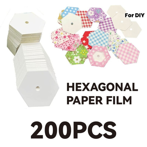 200 Unidades de Papel Hexagonal de 2 Polegadas para Patchwork, Costura e Artesanato. 2