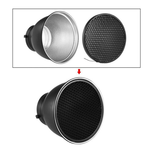 7" Standard Reflector Lamp Shade Dish Diffuser with 60 Honeycomb Grid for Bowens Mount Flash Light (with Soft Cloth)