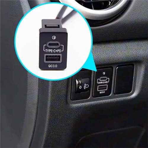 For  Outlander Eclipse  L200 Triton QC3.0 Type C PD USB Quick Car Charger Socket Nondestructive Harne 1