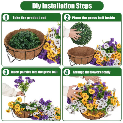 2 Sets Artificial Hanging Violet Flowers with Baskets 1