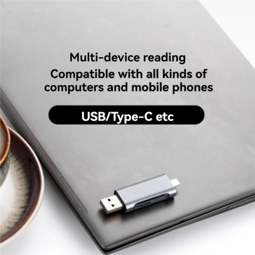 Multi-Functional Dual-Port Type-C/USB 2.0 Card Reader Supporting  TF Memory Cards Plug &  for Phone PC 1