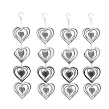 4 Pezzi Riflettenti per Uccelli A Forma di Cuore, per Spaventare Gli Uccelli, Decorazione per Interni Ed Esterni, Girandola A Vento In Metallo