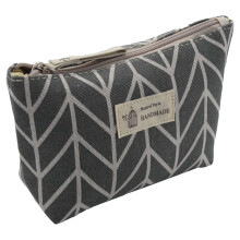 Women Plaid Travel Cosmetic Bag Makeup Bags Handbag Female Zipper Purse Small Make Bags Travel Beauty Organizer Pouch Gray Arrow