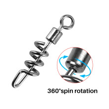 30Pcs/Pack Corkscrew Swivel Fishing Swivel Snap Swirl Connector Black Silver Stainless Steel Fishing Swivels 10#