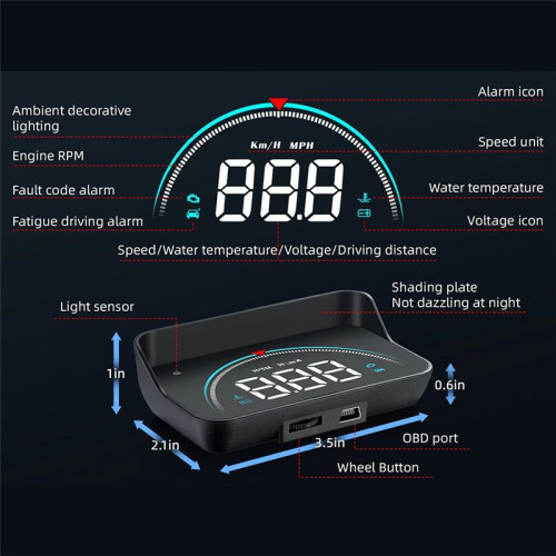 Car HUD   Display OBD Speedometer Windshield Projector  Digital Water Temp Voltage Speed Meter 1