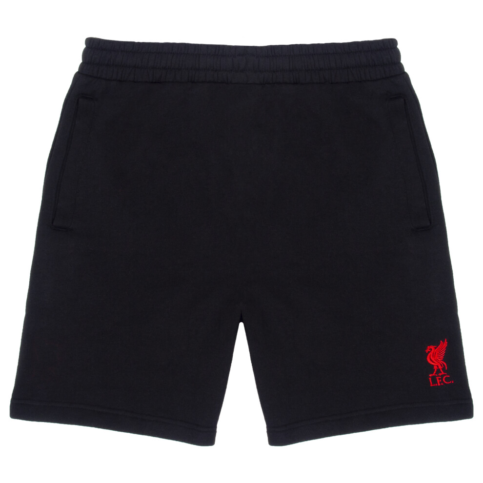 Liverpool Fc Official Football Gift Mens Fleece Jogger Shorts Large Black