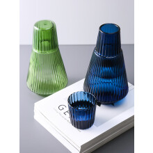 Green Heatproof Glass Water Jug with Cup 1000ml