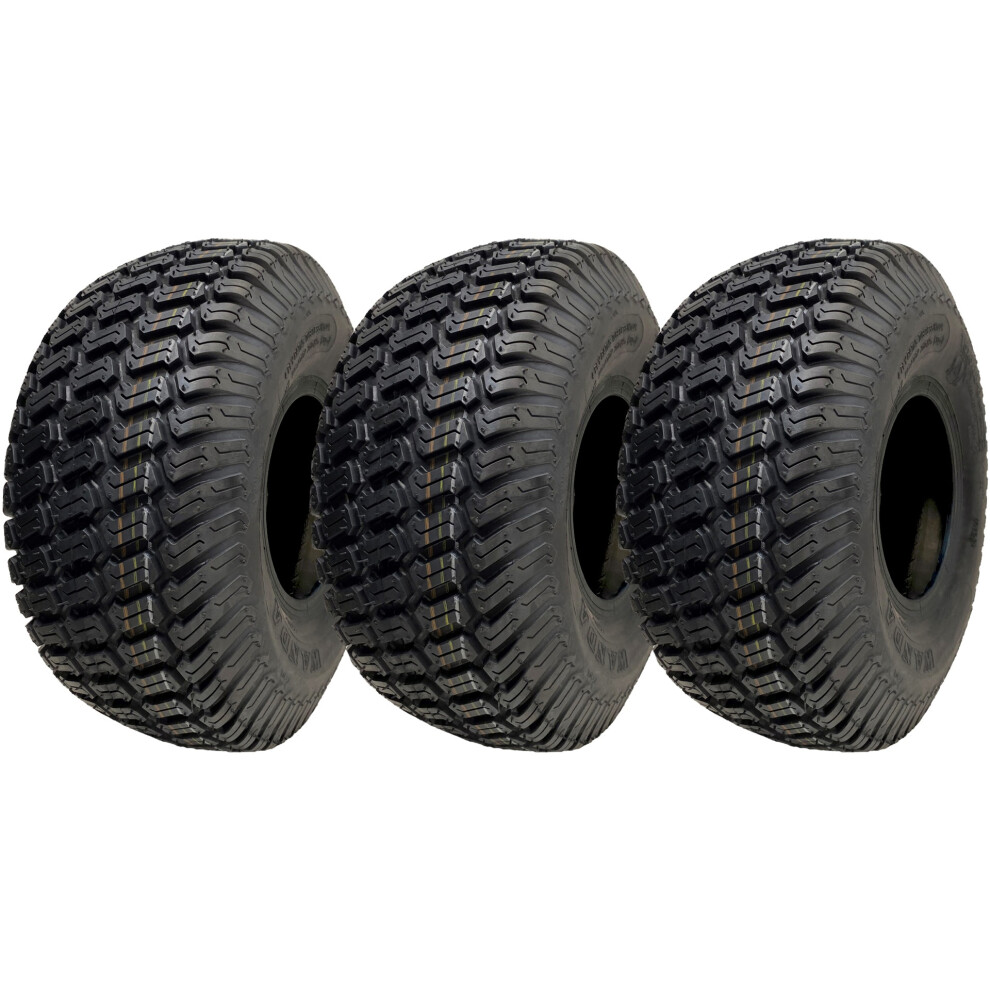 Parnells 15X6.00-6 Lawnmower Grass Tyres Turf Ride On Mower Tubeless P332 4Ply (Set Of 3)