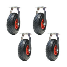 300x4 260mm pneumatic 10 inch castors plastic centre fixed inflated (Set of 4)