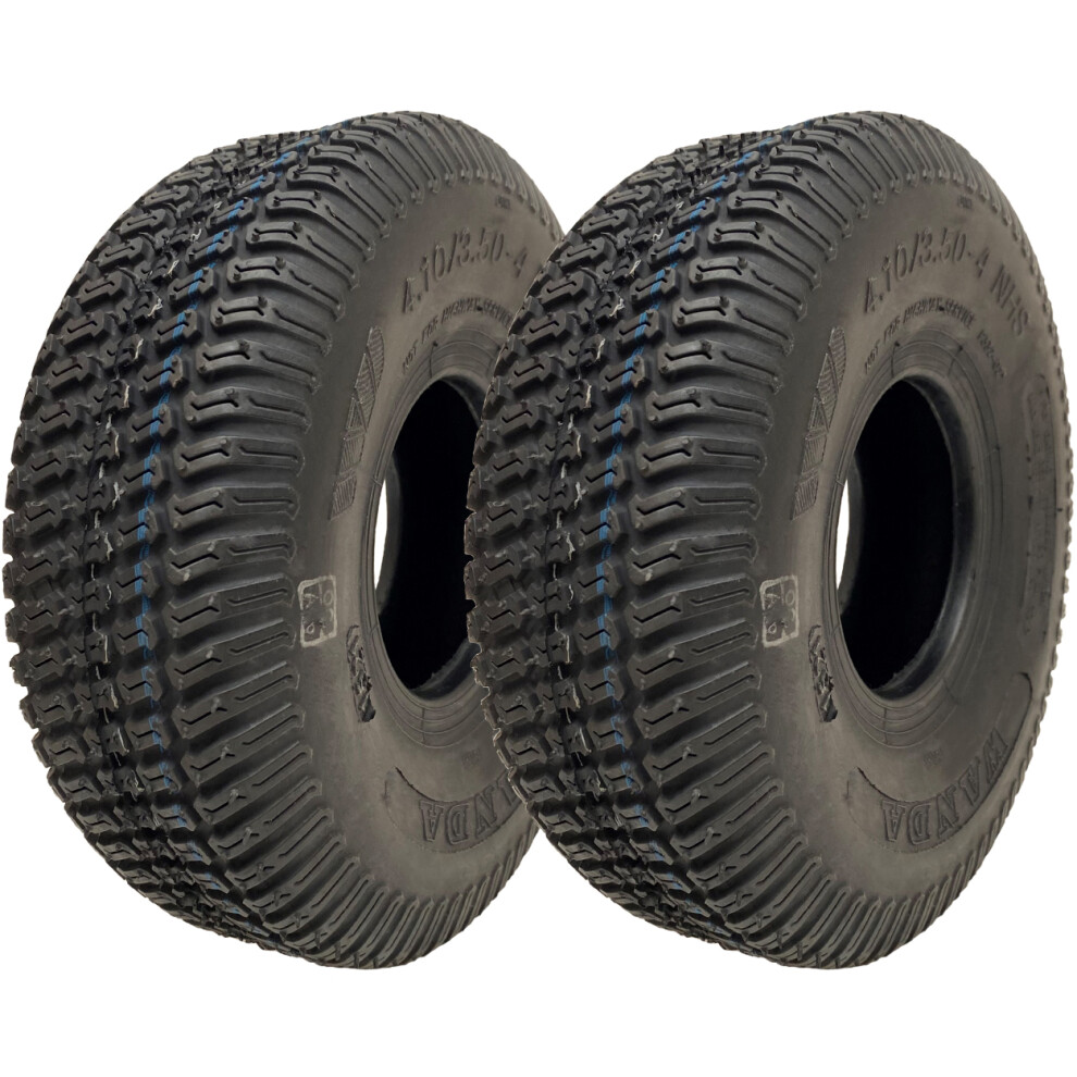 Parnells 4.10/3.50-4 Lawnmower Grass Multi Turf Tyres 4Ply Tubeless Wanda P332 (Set Of 2)
