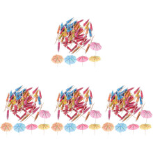 4 Pieces Flower Paper Umbrella Ice Cream Decorations Cocktail Picks